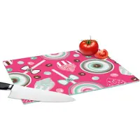 KitchenYeah Glazen Snijplank - 39x28 - Design - Snoep - Candy - Roze - Snijplanken Glas