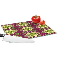 KitchenYeah Glazen Snijplank - 28x20 - Patroon - Versiering - Groen - Snijplanken Glas