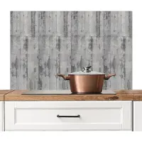 KitchenYeah Spatscherm keuken 100x65 cm - Kookplaat achterwand Vintage - Hout - Planken - Grijs - Muurbeschermer - Spatwand fornuis - Hoogwaardig aluminium