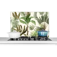 KitchenYeah Spatscherm keuken 80x55 cm - Kookplaat achterwand Jungle - Palmboom - Bananenplant - Kinderen - Natuur - Planten - Muurbeschermer - Spatwand fornuis - Hoogwaardig aluminium