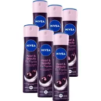 Nivea Pearl & Beauty Black Anti-Transpirant Deodorant Spray - 72 uur bescherming - Voordeelverpakking - 6x 150ml