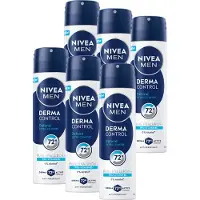 Nivea MEN Derma Control Defend Deodorant Spray - Anti-transpirant - 72 uur bescherming -met Hyaluronzuur - Voordeelverpakking - 6 x 150 ml