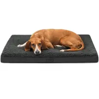 Lionto hondenbed, orthopedisch bed met pluche oppervlak en imitatie suède, afneembare hoes en handvat, 91x69x8 cm, zwart