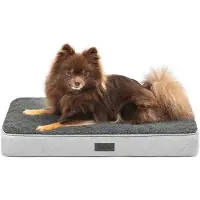 Lionto hondenbed, orthopedisch bed met pluche oppervlak en imitatie suède, afneembare hoes en handvat, 60x40x8 cm, grijs