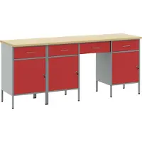 vidaXL Werkbank met laden, 4 stuks, rood, voor ingenieurs, van hout en staal