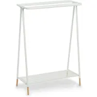 Blokker Luxe Handdoek Badkamer Rek Wit Metaal/hout 60 X 30 X 85 Cm - Handdoekrekken