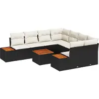 vidaXL Tuinbank Set 9 st Zwart Poly rattan
