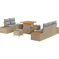 vidaXL Tuinbank Set 8 st 7-Aantal zitplaatsen Beige en Lichtgrijs
