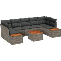 vidaXL Tuinbank Set 8 st Grijs Poly rattan
