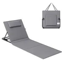 Songmics Ligstoel, strandstoel, zonnebad, kantelbare rugleuning, draagbaar, met schouderbanden, voor camping, tuin, zwembad, 158 x 55 cm, leigrijs GCB151G01