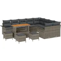 vidaXL Tuinbank Set 12 st 11-Aantal zitplaatsen Grijs