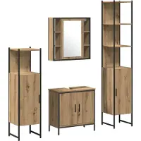 vidaXL Badkamermeubel Set 4 st Bruin Bewerkt hout