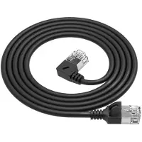 ACT UFTP CAT6a slimline netwerkkabel | haaks (links) / recht | LSZH | zwart | 3 meter