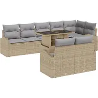 vidaXL Tuinbank Set 9 st Beige en Lichtgrijs poly rattan