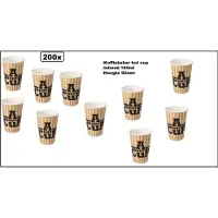 Themaparty 200x Koffie beker A hot cup 180cc - koffie thee warme drank soep carnaval thema feest kantine festival grappig en fout
