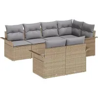 vidaXL Tuinbank Set 7 st Beige poly rattan