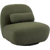 Sweeek Draaiende fauteuil 360° met gestructureerde bouclette en metaal Donker kaki