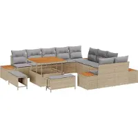 vidaXL Tuinbank Set 13 st 12-Aantal zitplaatsen Beige Poly rattan