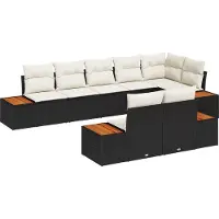 vidaXL Tuinbank Set 8 st 8-Aantal zitplaatsen Zwart en Crème