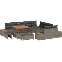 vidaXL Tuinbank Set 13 st 12-Aantal zitplaatsen Grijs Poly rattan