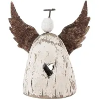 Clayre & Eef Decoratie Beeld Engel 11x5x11 cm Wit Bruin Hout