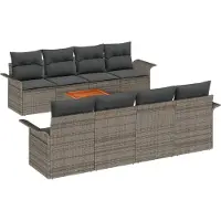 vidaXL Tuinbank Set 9 st Grijs poly rattan