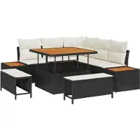 vidaXL Tuinbank Set 8 st 7-Aantal zitplaatsen Zwart Poly rattan