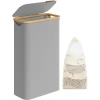 Mazazu - Wasmand - Met Deksel - 60 Liter - Grijs - 42x22.5x70.5