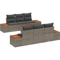 vidaXL Tuinbank Set 7 st Grijs Poly rattan