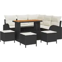 vidaXL Tuinbank Set 9 st 8-Aantal zitplaatsen Zwart en Crème