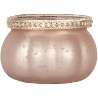 Clayre & Eef Waxinelichthouder Ø 9x6 cm Roze Glas