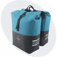 Voltano Dubbele Fietstas Rolltop Reflective Special Edition - Zwart / Blauw - 50 Liter - 100% Waterdicht