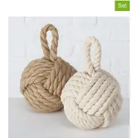 Boltze deurstopper knoop - 1.5 kilo - creme witA - jute - 23 x 15 cm - Deurstoppers