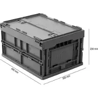 Kaiser+Kraft Euronorm plooibox 4322 DL, met deksel, voor magazijngebruik en meervoudig transport, inhoud 19 l, grijs