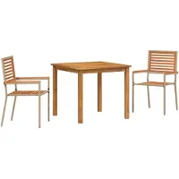 vidaXL Tuinset, 3 stuks, beige, massief acaciahout