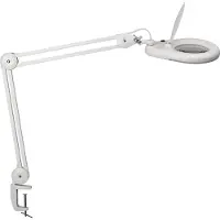 MAUL MAULviso LED loeplamp, wit, hoogte 50 cm, klem, wit / opaal, Werkkamer / Kantoor, metaal, Modern, Klemlamp
