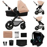 Kinderkraft MOOV 2 AIR 3-in-1 kinderwagen - Opblaasbare wielen - 2-in-1 zitje - Inclusief MINK PRO i-Size autostoeltje - Geschikt tot 27 kg - UV-bescherming UPF50+ - Beige