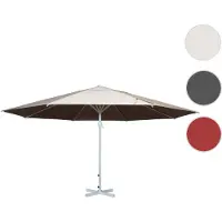 Mendler Sonnenschirm Meran II, marktschirm voor de horeca, diameter 5 meter, polyester/aluminium, witte mast, 28 kg, kleur crème-beige, zonder voet