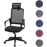 Mendler Kantoel HWC-J52, draaistoel, bureaustoel, ergonomische hoofdboscherm, kunstleer zwart