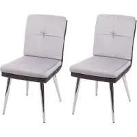 Mendler Set van 2 eetkamerstoelen HWC-G48, keukenstoel, gestoffeerde stoel, fauteuil, kunstleer, fluweel, -gecertificeerd, kleur: grijs