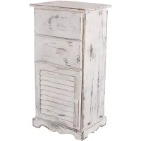 Generique Commode / armoire, 2 tiroirs, 1 porte, 40x32x80cm, shabby, vintage blanc