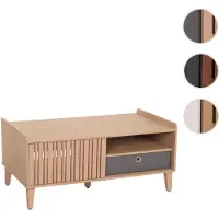 Mendler Salontafel HWC-M48, woonkamertafel, tafel voor bij de bank, 52x114x59 cm beige, lade grijs