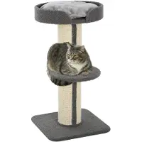 PawHut Paws Kattenboom speelboom krabpaal met platform sisal pluche grijs