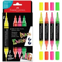 Faber-Castell acrylmarker set - Zwarte editie, 4 stuks, neonkleuren