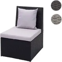 Mendler Poly-Rattan fauteuil HWC-G16, lounge-fauteuil van riet, tuinstoel, geschikt voor horeca zwart, kussen lichtgrijs