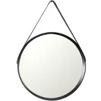 Home Deco Factory Ronde wandspiegel Soho Barber - met ophanglus - zwart - kunststof/glas - Dia 50cm