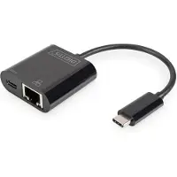 Digitus USB-C, RJ45 Adapter [1x USB-C stekker - 1x RJ45-bus, USB-C bus] DN-3027 Incl. RJ45-bus, Met laadbus, Met USB