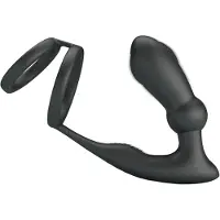 Vuxen - Emoni - Cock Ring met Butt Plug - Zwart