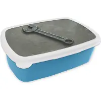 MuchoWow Broodtrommel Blauw - Lunchbox Steeksleutel - Schilderij - Gereedschap - Verf - Brooddoos 18x12x6 cm - Brood lunch box - Broodtrommels voor kinderen en volwassenen