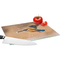 KitchenYeah Glazen Snijplank - 28x20 - IJsvogel - Vliegen - Vis - Snijplanken Glas